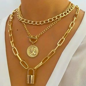 NEW!  Golden Multilayer Chain Necklace. Adjustable